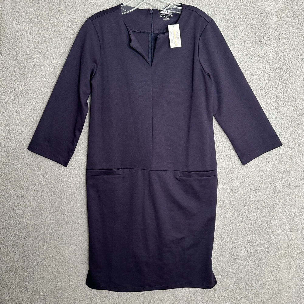 Lands End Ponte Knit Shift Dress Size 6 Navy Blue Career Work Classic‎